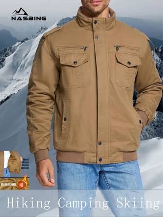 NASBING Giacca invernale da uomo, con imbottitura termica, casual, stile cargo, bomber, adatta per escursionismo, campeggio, lavoro