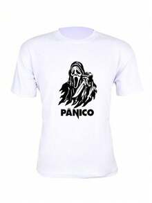 Basic Terror Panic Print T-Shirt Unisex Short Sleeve - trắng - Xem 1