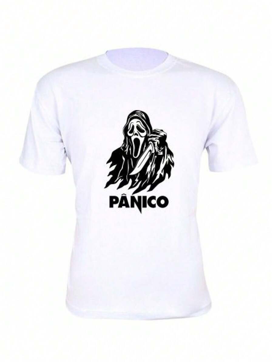 Basic Terror Panic Print T-Shirt Unisex Short Sleeve - trắng - Xem 1