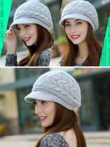 1 件装男士保暖针织帽带帽檐纯色弹力透气针织混纺滑雪帽冬季秋季 - 彩色 - 查看 4