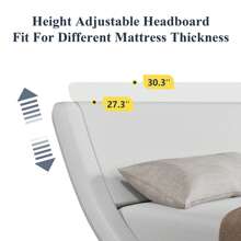 Allewie Full/QueenKing Size Bed Frame With Ergonomic & Adjustable Headboard, Low Profile Modern Upholstered Platform Sleigh Design - Easy Assembly, No Box Spring Required, Black/White/Grey * Bed Frame Queen Queen Bed Frame Bed Frame Full Full Size Bed Frame King Size Bed Frame Twin Bed Frame Room Decor Home Decor Christmas Decor Bedroom Decor Valentine Day Decor Storage Living Room Decor Furniture House Decor - trắng - Xem 5