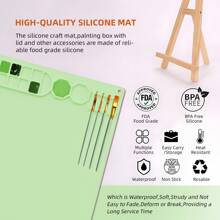 1 件大号硅胶工艺垫，带可折叠杯架，不粘硅胶垫，适用于绘画、雕刻、树脂和胶水项目，成人和儿童的理想选择，耐热、防滑、防水、柔韧、不染色、耐用、可重复使用的多用途工艺硅胶垫 - 綠色 - 查看 8