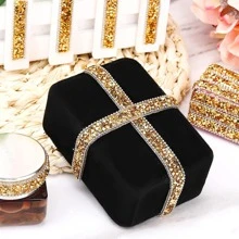 Resin Rhinestone Strip With Beaded Chain Mixed Sizes Diy Jewelry Accessory Stick-On Clothing Edging, Handbag, Shoes, Car Trim