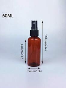 5 piezas Botellas pulverizadoras de plástico ámbar de 60ml para aceites esenciales, perfumes, cosméticos, desinfectantes de manos, alcohol, atomizador de rocío fino, botella de viaje, pequeños recipientes rellenables para líquidos, esenciales de viaje, útiles escolares, artículos de vacaciones, camping, accesorios de vacaciones, perfume para mujeres, perfume para hombres, playa - Café integral - Ver 5