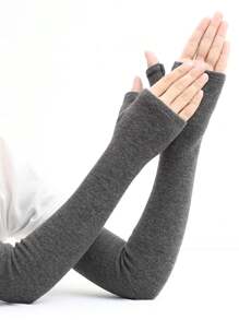 Zhenyanyouyun 1 双女士保暖羊毛臂套，男女通用超长袖保护套，适合驾驶、秋冬季防寒手套