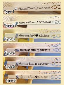 1 件个性化雕花木折扇木制折扇定制婚礼派对礼物装饰新娘送礼会礼物 - 風格5 - 查看 4