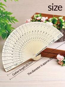 1 件个性化雕花木折扇木制折扇定制婚礼派对礼物装饰新娘送礼会礼物 - 風格5 - 查看 3