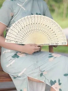 1 件个性化雕花木折扇木制折扇定制婚礼派对礼物装饰新娘送礼会礼物 - 風格5 - 查看 5