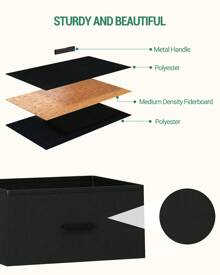HaluPeit Bedside Table Set Of 2, Side Table With 2 Storage Drawers, Open Compartment, Coffee Table, Bedside Table Bedroom, For Living Room, Bedroom - Black - View 4