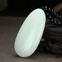 1 件天然玉石原石吊坠，色彩缤纷，手玩原石，优质宝石水晶首饰，全手工雕刻，女士，男士，石英水晶财富玩物，和平吊坠，情侣礼物，男士礼物，适合节日派对礼物，石英水晶礼物。（挂绳礼盒） - 白色 - 查看 2