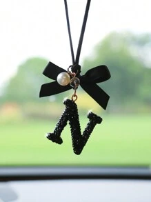 1pc Black Ceramic Letter Car Interior Hanging Decor - one-size - View 3