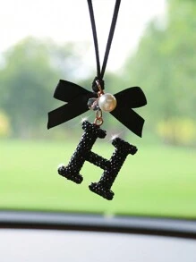 1pc Black Ceramic Letter Car Interior Hanging Decor - one-size - View 1