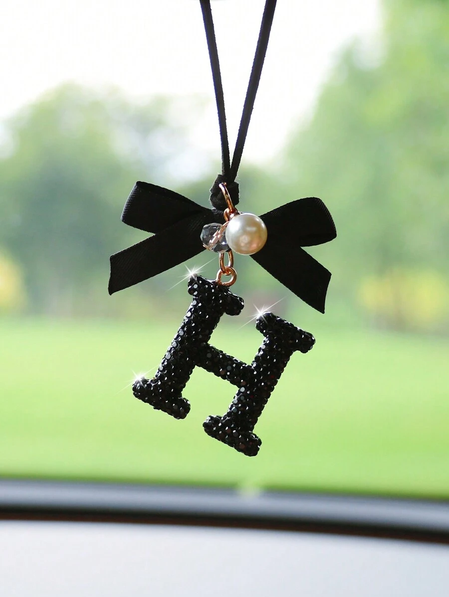 1pc Black Ceramic Letter Car Interior Hanging Decor - one-size - View 1