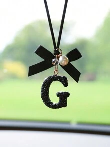 1pc Black Ceramic Letter Car Interior Hanging Decor - one-size - View 6