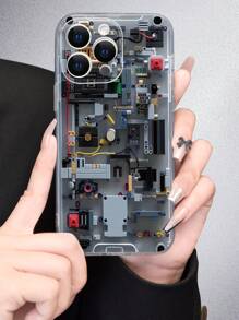 Technology 1pc Creative Circuit Board Design Phone Case, Transparent Dust-Proof Waterproof Soft Cover Compatible With Apple, Compatible With Samsung,International Version, Not The Domestic Version - Multicolor - View 1