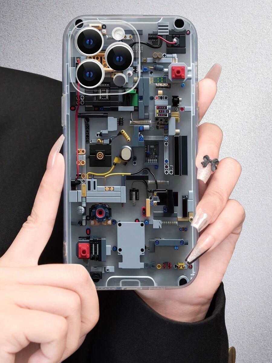 Technology 1pc Creative Circuit Board Design Phone Case, Transparent Dust-Proof Waterproof Soft Cover Compatible With Apple, Compatible With Samsung,International Version, Not The Domestic Version - Multicolor - View 1