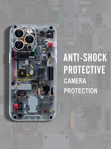 Technology 1pc Creative Circuit Board Design Phone Case, Transparent Dust-Proof Waterproof Soft Cover Compatible With Apple, Compatible With Samsung,International Version, Not The Domestic Version - Multicolor - View 5