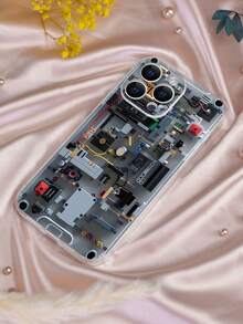 Technology 1pc Creative Circuit Board Design Phone Case, Transparent Dust-Proof Waterproof Soft Cover Compatible With Apple, Compatible With Samsung,International Version, Not The Domestic Version - Multicolor - View 2