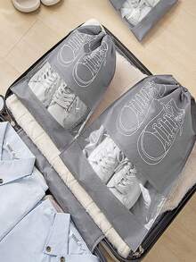 5 PIÈCES Sac de rangement pour chaussures, sac de voyage portable pour chaussures, sac à chaussures en non-tissé, sac à chaussures pour dortoir d'étudiant, sac à cordon pour la poussière, convient pour la maison, les voyages, l'école - Multicolore - Voir 6