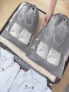 5 PIÈCES Sac de rangement pour chaussures, sac de voyage portable pour chaussures, sac à chaussures en non-tissé, sac à chaussures pour dortoir d'étudiant, sac à cordon pour la poussière, convient pour la maison, les voyages, l'école - Multicolore - Voir 4