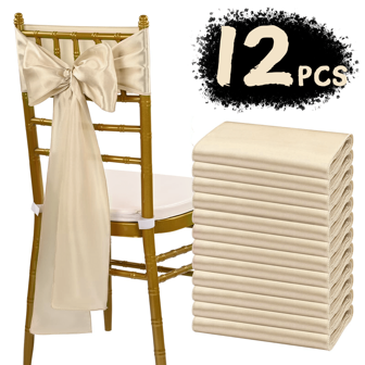 12pcs Elegant Satin Bow Chair Sashes Set - Suitable For Weddings, Banquets, Parties, Hotel Events, Home Decor, Multipurpose