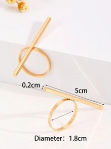2pcs Fashionable Minimalist Geometric Line Decor Adjustable Open Ring, Suitable For Men And Women Daily Wear Jewelry Accessories - Yellow Gold - View 8