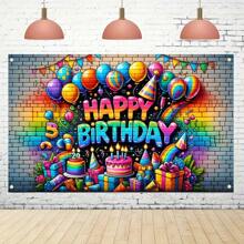 1 szt. Baner urodzinowy, tło fotograficzne na przyjęcie urodzinowe, tło dekoracyjne z atmosferą, dekoracja festiwalu na świeżym powietrzu, dekoracja ogrodu domowego, artykuły ogrodowe, Boże Narodzenie