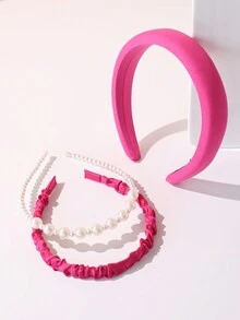 3pcs Mini Nước mát Trân châu Bọt biển Băng đô - Màu Hồng Tươi - Xem 7