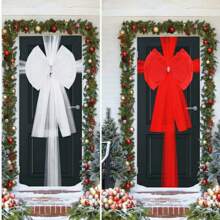 Large Red Christmas Bowknot Decor Set - Includes 60x80cm Layered Bowknot With Sequins And 75x750cm Organza Fabric Trim, Christmas/Halloween Wreath, Door Curtain. Comes With 6 Pins To Easily Attach Bow To Organza Trim,Christmas - Multicolor - View 4