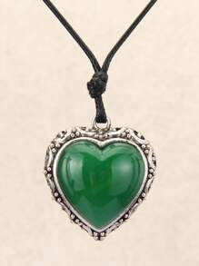 1pc Red Heart Shaped 3D Pendant Black Cord Necklace For Women, Simple & Fashionable Valentine's Day Gift Valentines,Mom,Mother,Mother's Day,Gift - Red - View 5