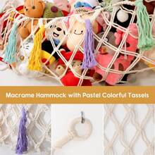 1pc Large Bohemian Stuffed Animal Net Or Hammock, Toy Hammock, Stuffed Animal Storage Corner Hanging Net Rack, Net Hammock Plush Toy Hanging Storage With Hooks For Bedroom (Without LED Light) - Multicolor - View 6