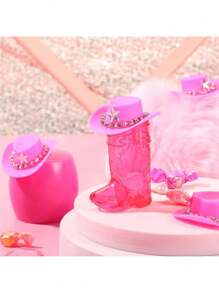 Paquete de 30 recuerdos de fiesta vaquera, incluye 10 piezas de botas de vaquero, 10 piezas de bolsas de regalo y 10 piezas de tarjetas de agradecimiento, suministros de fiesta con temática occidental de vaquera y vaquero para despedida de soltera, fiesta de cumpleaños - Rosa Roja - Ver 2