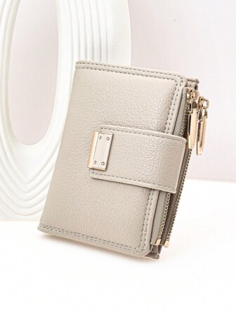 MINGYOU Women's Short Snap Button Wallet PU Leather Soft Bark Texture Multi-Functional Fashion Casual Card Holder Zipper Simple Student Coin Convenient And Stylish Wallet Small For Women Wallet Purse Wallet Small Wallet