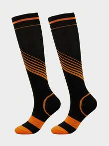 Unisex Striped Compression Socks, Suitable For Running, Cycling, Hiking, And Long-Standing Professions - Multicolor - View 12