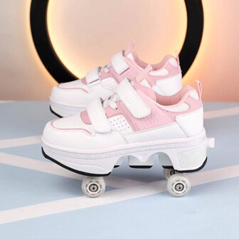 4 Wheel Roller Skate Shoes For Girls, Teens Skates With Removable Wheels Sneakers, Wheeled Shoes For Students