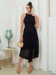 Women Sweater Dresses - 黑色 - 查看 6