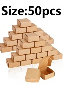 50件/10件纯色盒 2.16英寸 * 2.16英寸 * 0.98英寸迷你盒，珠宝盒包装，棕色牛皮纸盒，白色纸盒，黑色纸盒，派对装饰礼盒。生日礼盒，婚礼装饰包装盒，DIY自制返校情人节 - 卡其色 - 查看 13