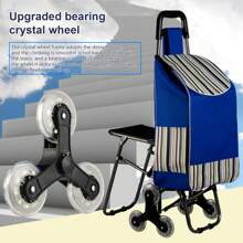 Shopping Cart With Seat Dual Triple Wheel Ergonomic Handle Stair Climber Trolley Dolly Grocery Cart Heavy Duty Shopping Hand Truck - Blue - View 1