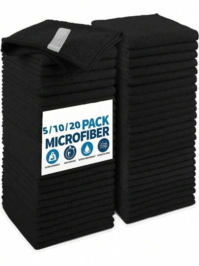 HYER KITCHEN 5/10/20 st svart rengöringsdiskduk Handduksset, supermjuk och snabbtorkande