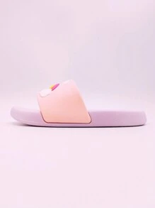 1 Pair Children Rainbow Unicorn PVC Anti-Slip Flat Slippers For Indoor/Outdoor, Home, Bathroom, Summer - Purple - View 4