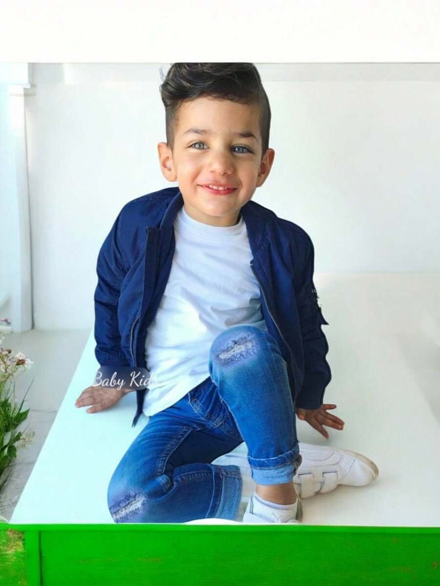 Boys' Ripped Destroyed Jeans With Elastane And Waist Adjuster - 藍色 - 查看 1