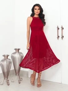 Women Sweater Dresses - Burnt Red - View 1
