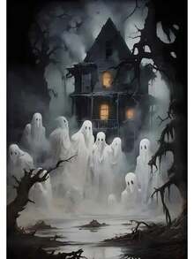 1 件复古黑暗学院哥特式幽灵猫乌鸦海报和印刷品帆布画墙壁艺术万圣节图片适用于房间家居装饰无框架万圣节派对、圣诞节装饰 - 彩色 - 查看 6