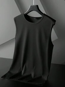 5pcs Men's Lightweight Sleeveless Vest, Soft Breathable Stretchy Solid Color Undershirt For Sports, Running, Workout, Summer - Black - View 4