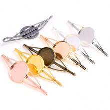 5pcs Copper Material Hairpin Hair Clips Blank Base Setting Fit 20mm Cabochon Cameo DIY Jewelry Making Accessories - Hairpin Base - View 7