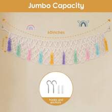 1pc Large Bohemian Stuffed Animal Net Or Hammock, Toy Hammock, Stuffed Animal Storage Corner Hanging Net Rack, Net Hammock Plush Toy Hanging Storage With Hooks For Bedroom (Without LED Light) - Multicolor - View 9