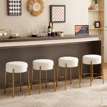 HomyGoods Furniture, 24" Tall, Round Bar Stools, Set Of 2 - Contemporary Upholstered Dining Stools For Kitchens, Coffee Shops And Bar Stores - Includes Sturdy Hardware Support Legs Kitchen Barstools