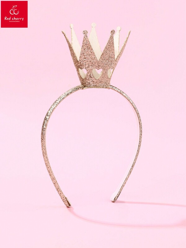 شريطة شعر إكسسوارات للشعر من قماش لامع بتصميم تاج 1قطعة للأطفال البنات