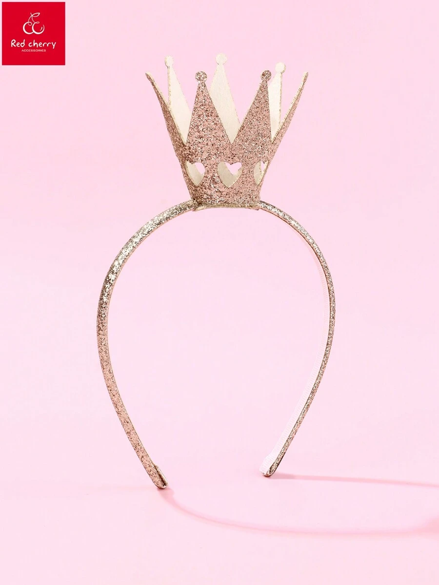 1 Trẻ Em Bé Gái Hình Vương Miện Lấp Lánh Vải Băng Đô Quấn Tóc Phụ Kiện Tóc - Vàng - Xem 1