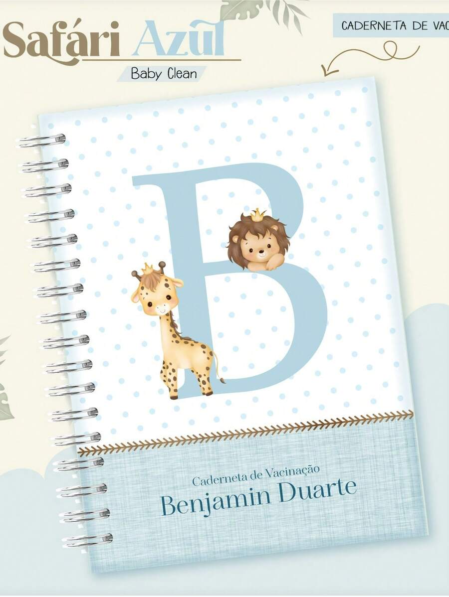 Hardcover Vaccination Booklet - Personalized For Boys - Blue Animals - View 1